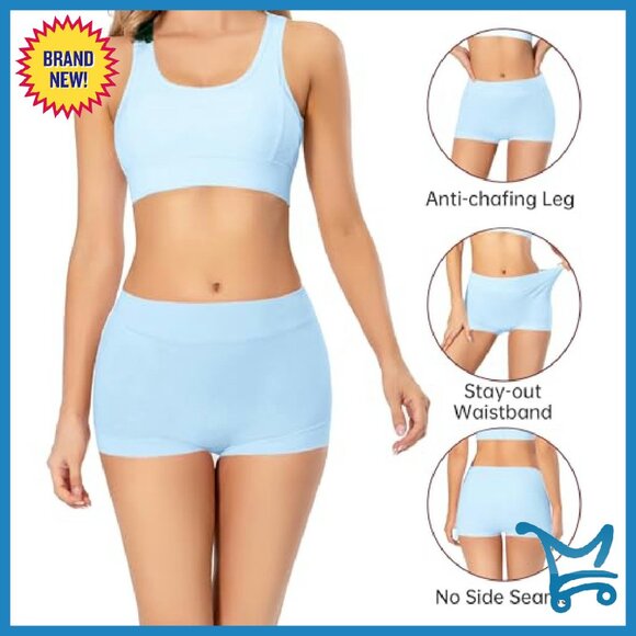 Seamless Boy Shorts Underwear Soft Stretch Cotton Full Coverage - Picture 3 of 7